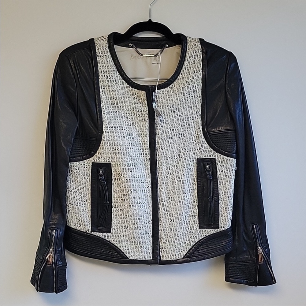 BARBARA BUI Leather & Tweed Jacket